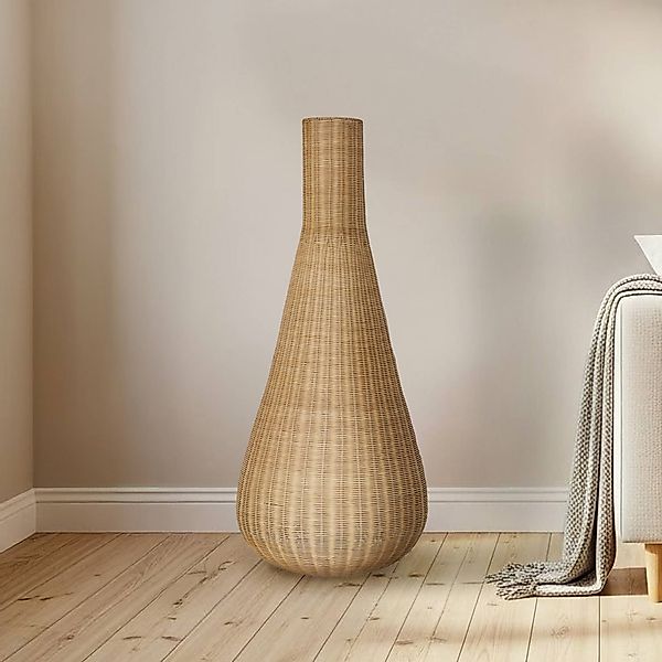 Lucande Stehleuchte Takeo, Rattan, Höhe 115 cm, E27 günstig online kaufen