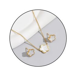 GOLDKLEIN Schmuckset Blumen Edelstahl Ohrringe Halskette günstig online kaufen
