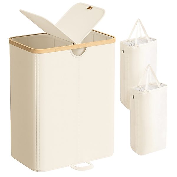 SONGMICS Wäschekorb, 2 Fächer,150 Liter,mit Deckel, günstig online kaufen