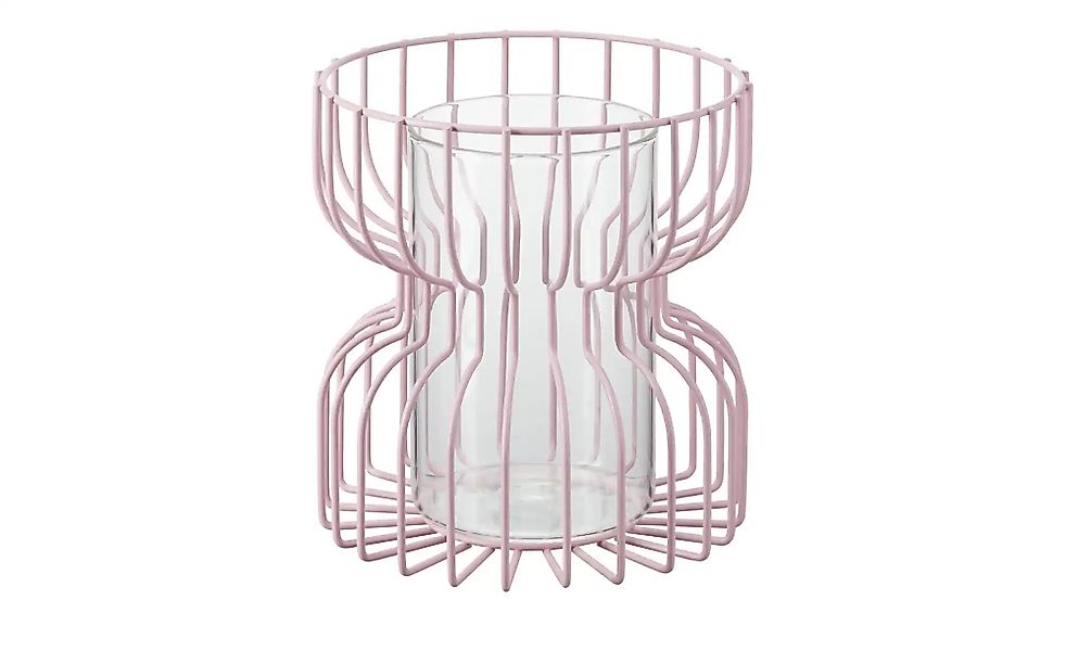 HOME STORY Windlicht ¦ rosa/pink ¦ Metall, Glas ¦ Maße (cm): H: 22,5  Ø: 21 günstig online kaufen