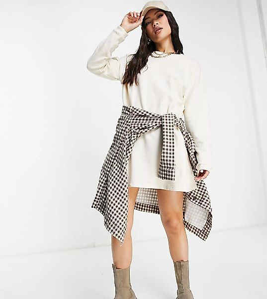 Missguided – Mini-Pulloverkleid mit Oversize-Schnitt in Beige-Neutral günstig online kaufen