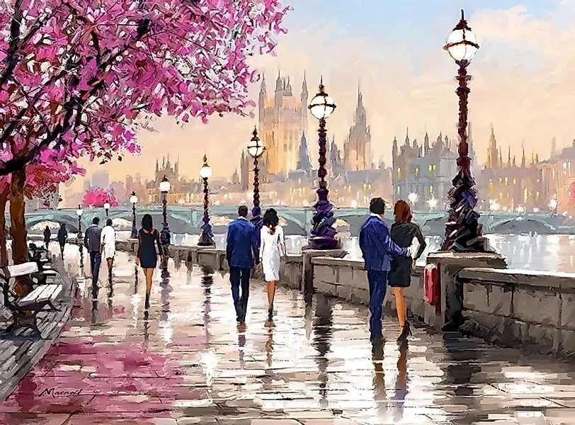 Castorland Puzzle 2000 "Along The River" - "Entlang des Flusses", Landschaf günstig online kaufen