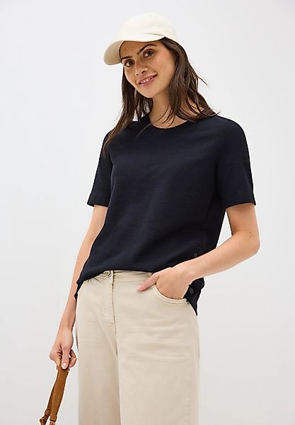 Cecil Rundhalsshirt, mit seitlichen Knopfdetails günstig online kaufen