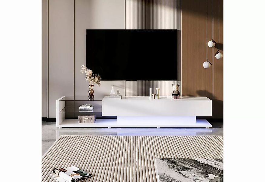 KLAM HOME TV-Schrank TV Lowboard mit LED-Beleuchtung und Schubladen (Unters günstig online kaufen