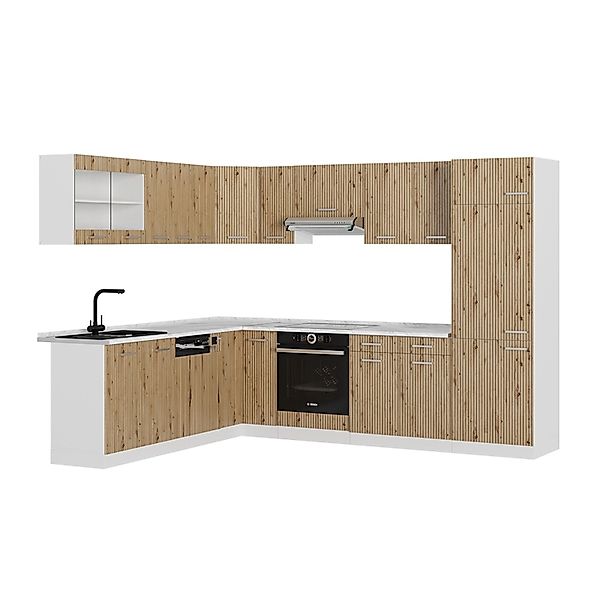 Vicco R-Line Eckküche Artisan Eiche/Weiß 227 x 287 cm ohne Arbeitsplatte günstig online kaufen