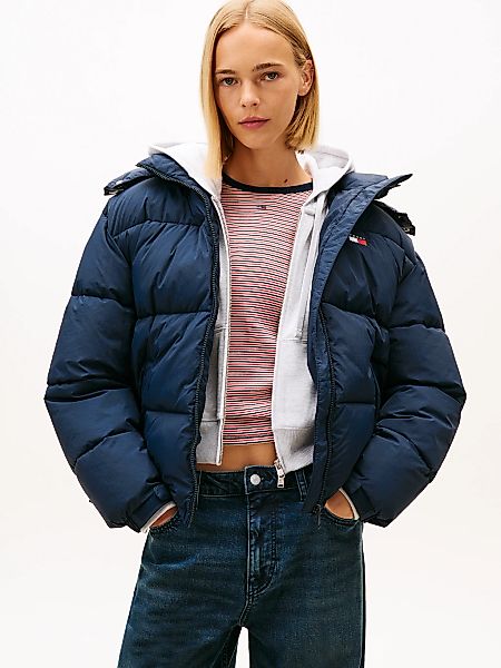 Tommy Jeans Steppjacke "TJW OVS HOODED FLAG PUFFER EXT" mit Kapuze günstig online kaufen