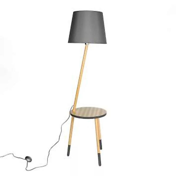Stehlampe Holz Stoff Grau LAMA günstig online kaufen