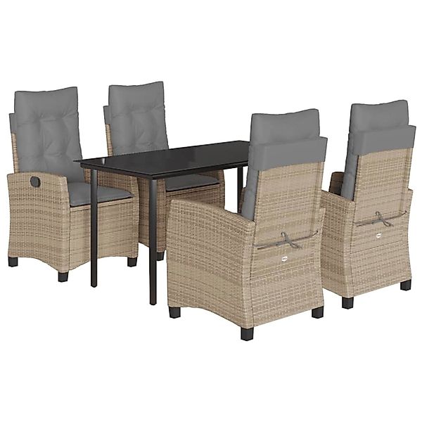 vidaXL 5-Tlg Garten-Essgruppe mit Kissen Beigemischung Poly Rattan 3212835 günstig online kaufen