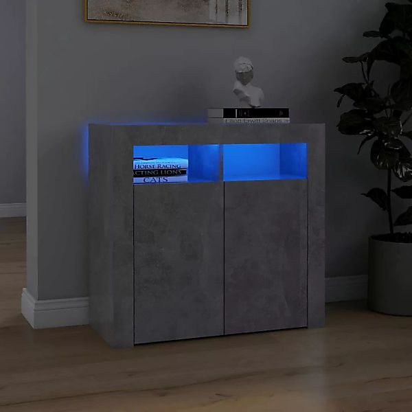 Sideboard Mit Led-leuchten Betongrau 80x35x75 Cm günstig online kaufen