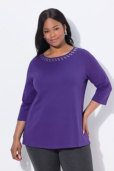 Ulla Popken T-Shirt T-Shirt A-Linie U-Boot-Ausschnitt Langarm günstig online kaufen