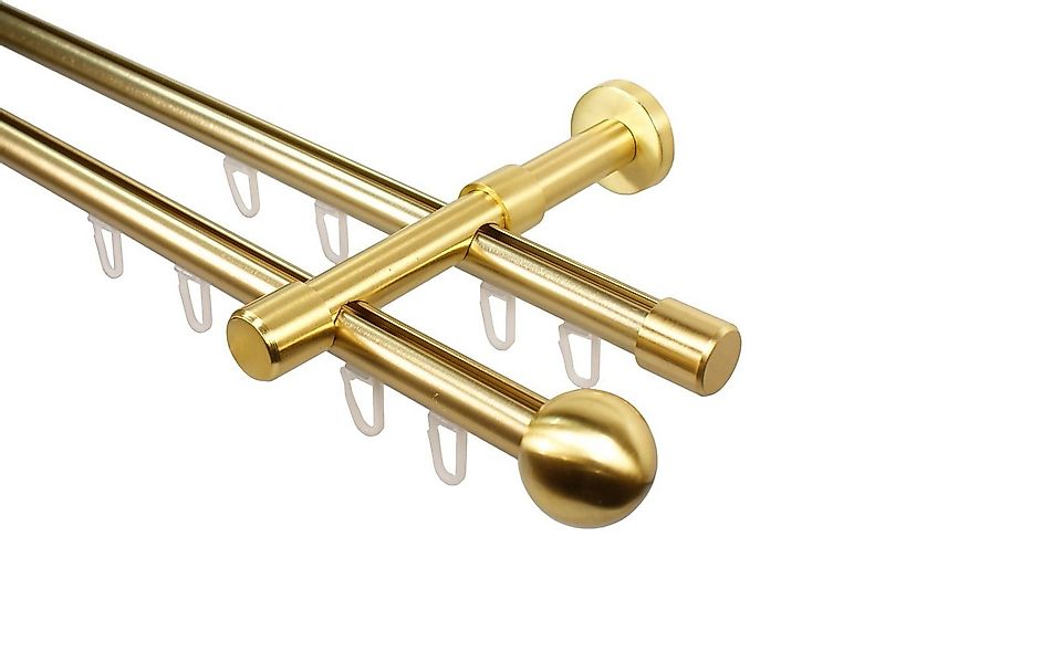 iso-design Gardinenstange Innenlauf 2-läufig 16 mm Farbe Messing Matt Endst günstig online kaufen