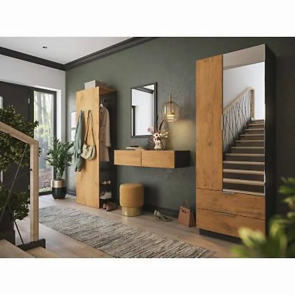 Lomadox Modernes Garderoben Set Oak SOLINA-02-XL 4-teilig Paneel Konsole So günstig online kaufen