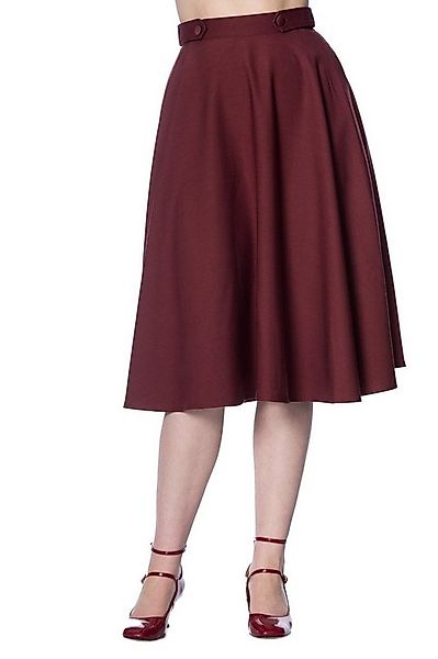 Banned A-Linien-Rock Di Di Plain Burgunder Retro Vintage Swing Skirt günstig online kaufen