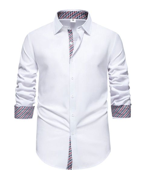 Allthemen Langarmhemd mit stylischen Gingham-Kontrastdetails günstig online kaufen