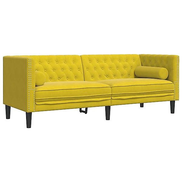 vidaXL Chesterfield-Sofa mit Nackenrollen 3-Sitzer Gelb Samt 2149525 günstig online kaufen