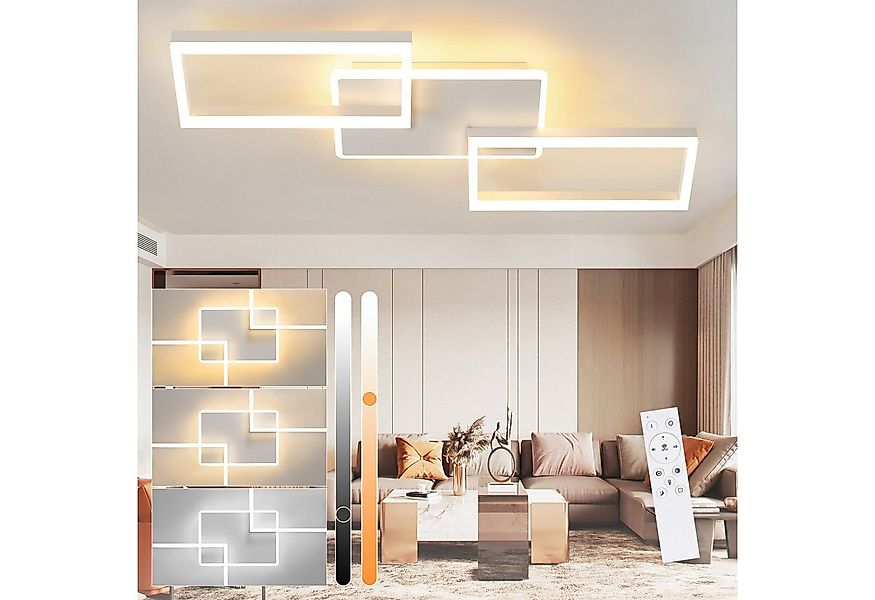 ZMH Deckenleuchten Rahmen Rautenförmige 48W/63W Schlafzimmer Dimmbar, LED f günstig online kaufen