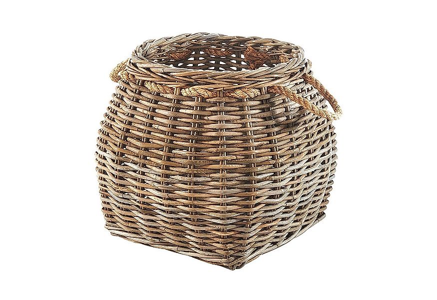 Kobolo Aufbewahrungskorb Korb aus Rattan geflochten kubu grey mit Seilgriff günstig online kaufen