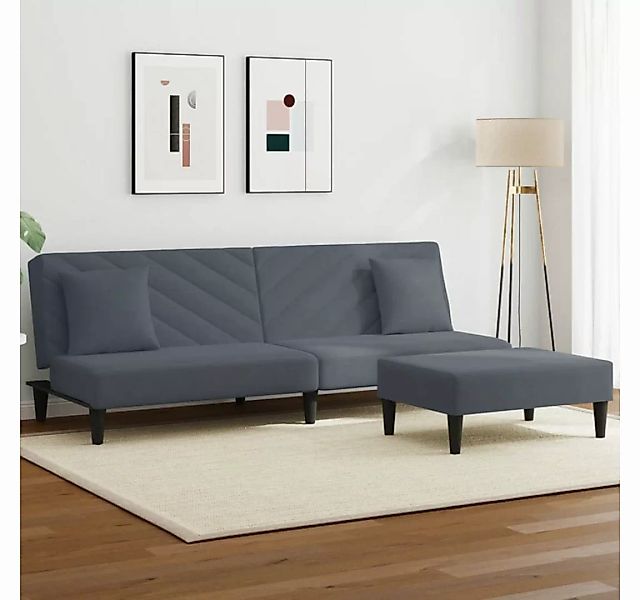 vidaXL Sofa 2-tlg. Sofagarnitur mit Kissen Dunkelgrau Samt günstig online kaufen
