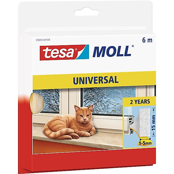 tesa Türbodendichtung tesa Moll Schaumstoff-Dichtung Universal 6 m, weiß günstig online kaufen