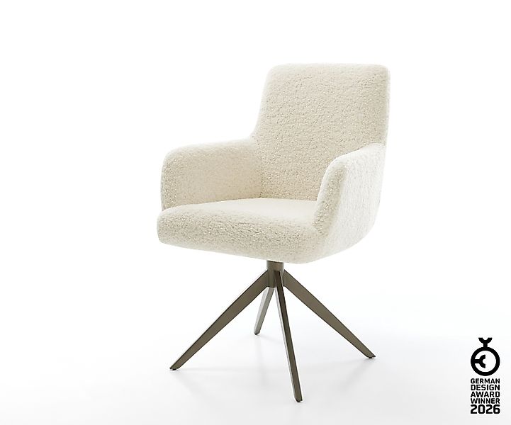 Drehstuhl Heira-Flex mit Armlehnen Teddystoff Beige Kreuzgestell breit Effe günstig online kaufen