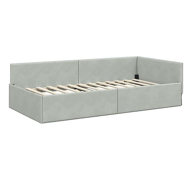 vidaXL Bett Eckbettgestell mit Kopfteil Hellgrau 90 cm x 190 cm Stoff (1-tl günstig online kaufen