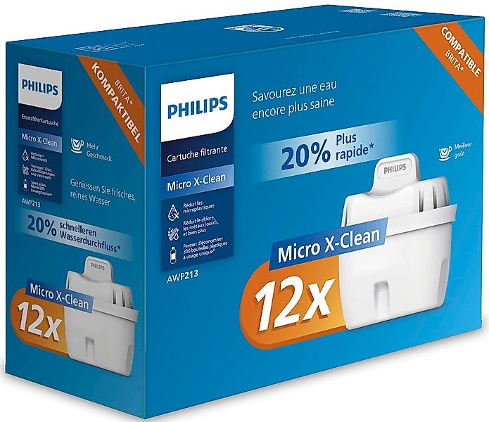 Philips Wasserfilter "Micro X-Clean" 12 Stk. tlg. 12er Set Kalk- und Wasser günstig online kaufen