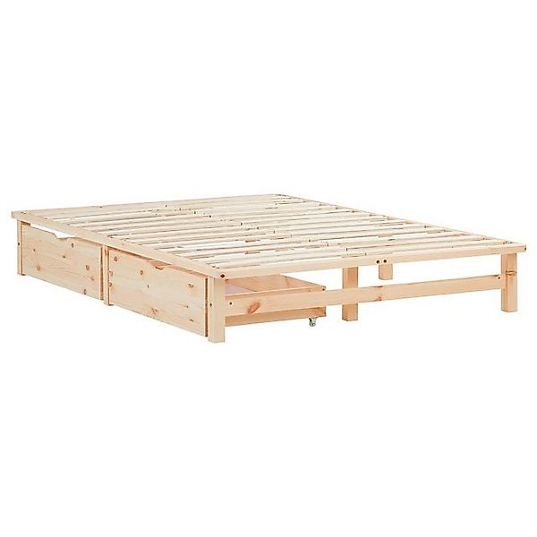 Homestyle4u Holzbett 90x200 / 100x200 / 140x200 Weiß Natur Grau Palettenbet günstig online kaufen
