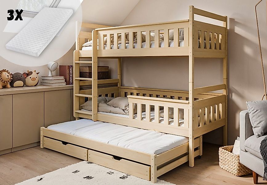 Kids Collective Hochbett 90x200 mit Ausziehbettfunktion günstig online kaufen