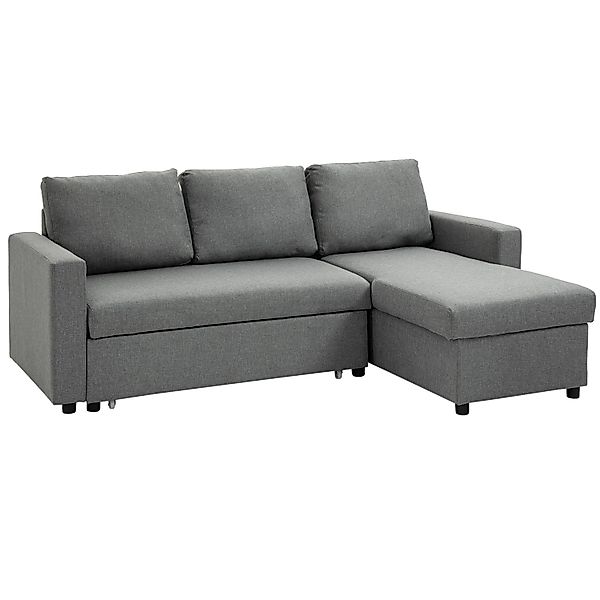 HOMCOM Ecksofa mit Schlaffunktion Leinen-Touch 211,5 x 146 x 85 cm günstig online kaufen