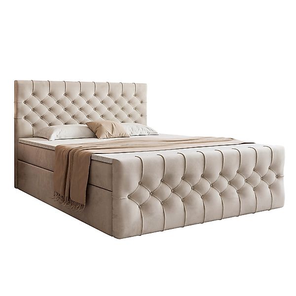 Goldstoff Boxspringbett TAURIEL mit 2x Bettkasten günstig online kaufen