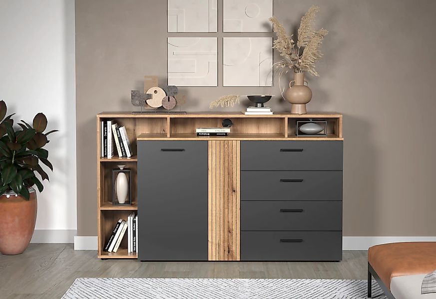 INOSIGN Lowboard "Estepona" 1 Stk. tlg. TV Kommode mit 2 Türen & 4 Schublad günstig online kaufen