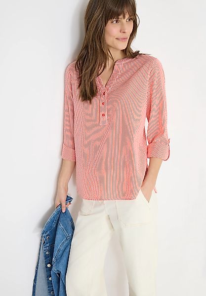 Cecil Langarmbluse im Streifen-Look und mit kurzer Knopfleiste, Seersucker günstig online kaufen