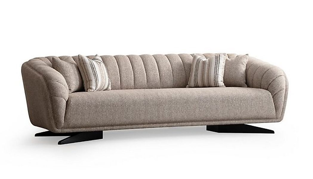 JVmoebel Sofa Sofa 3 Sitzer Polstersofa Grau Textil Sitz Design Couch Moder günstig online kaufen