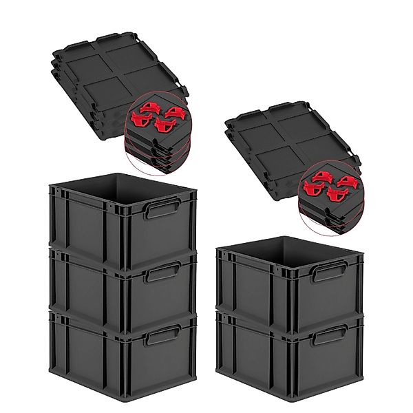 PROREGAL SparSet 5x Eurobox Nextgen Grip Mit Auflagedeckel Und Roten Versch günstig online kaufen