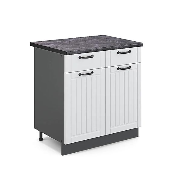 Vicco Küchenunterschrank Fame-Line Weiß Landhaus/Anthrazit 80 cm AP Eiche günstig online kaufen