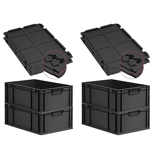 PROREGAL SuperSparSet 4x Eurobox Nextgen Grip Mit Scharnierdeckel Und Schwa günstig online kaufen
