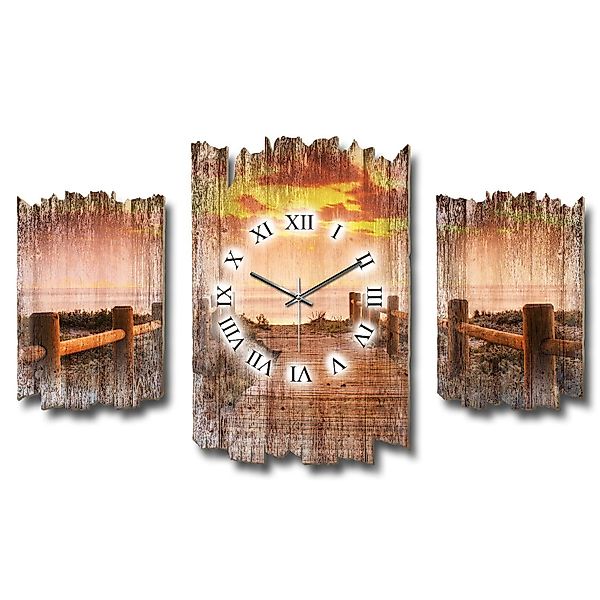 Kreative Feder Wanduhr 3-teilige DESIGNER-Wanduhr „Steg“ günstig online kaufen