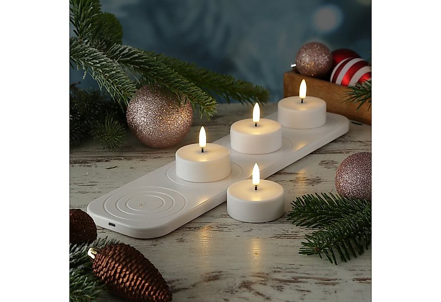 UYUNI Lighting LED-Kerze LED Maxi Teelichter aufladbar 4Stück mit Ladestati günstig online kaufen