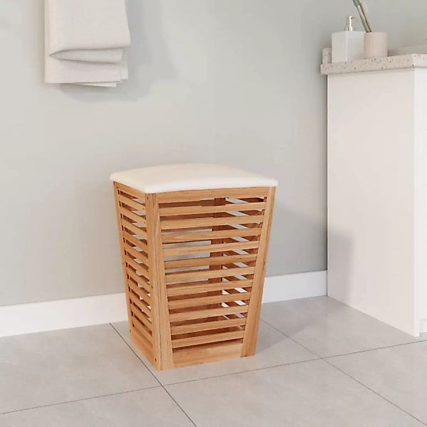 vidaXL Wäschekorb Badhocker 40,5x40,5x56 cm Massivholz günstig online kaufen