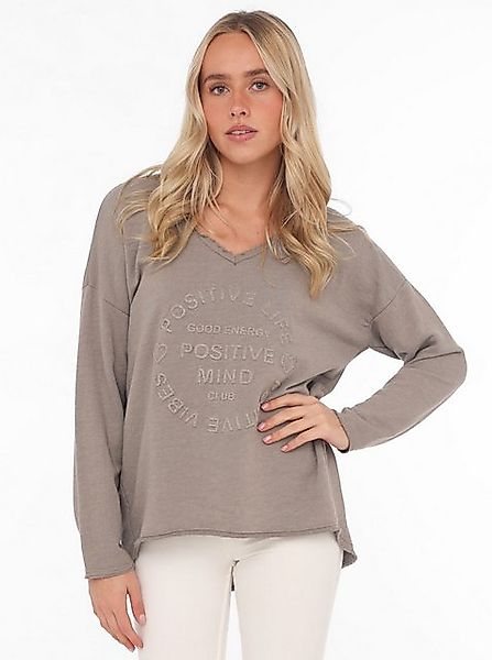 Zwillingsherz Sweatshirt ""Positive Mind"", Mit V-Ausschnitt im Used Look u günstig online kaufen