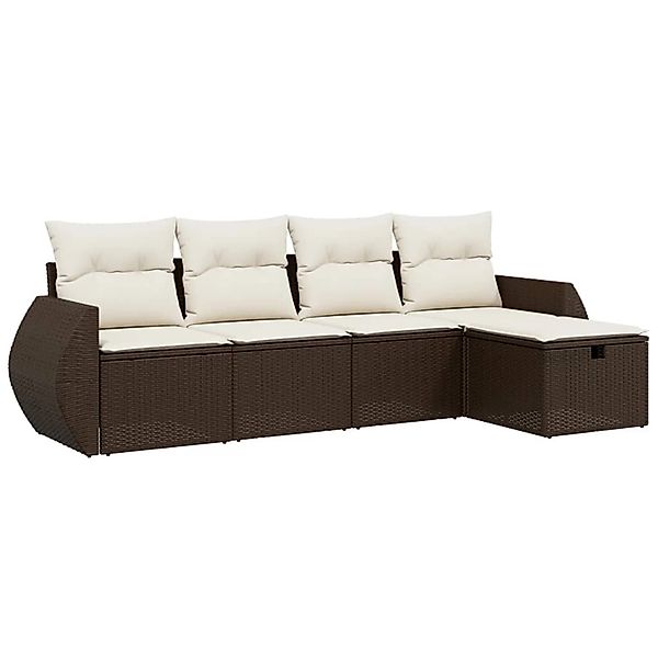 vidaXL 5-Tlg Garten-Sofagarnitur mit Kissen Braun Poly Rattan 3264089 günstig online kaufen