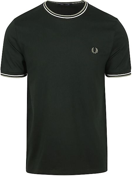 Fred Perry M1588 Twin Tipped T Shirt Dunkelgrün - Größe XL günstig online kaufen