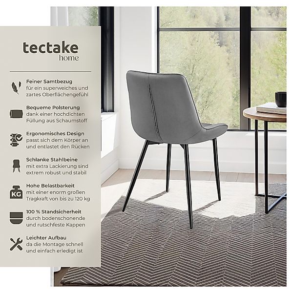 tectake Esszimmerstuhl Set Stuhl (Set, 6 günstig online kaufen