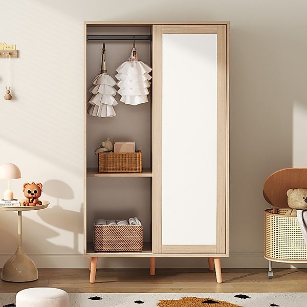 Flieks Kleiderschrank Schiebetürenschrank mit Kleiderstange 80×46×141.5cm günstig online kaufen