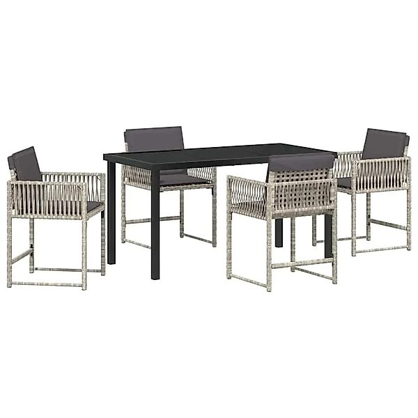 vidaXL Garten Essgruppe 5-Tlg Hellgrau Poly-Rattan 3380762 günstig online kaufen