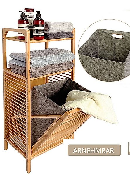 WAOHO Wäschekorb Badezimmerregal aus bambus, Abnehmbarer, faltbarer Wäschek günstig online kaufen