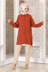 Modavitrini Longtunika Lockere Hijab-Tunika mit Knopfdetail günstig online kaufen