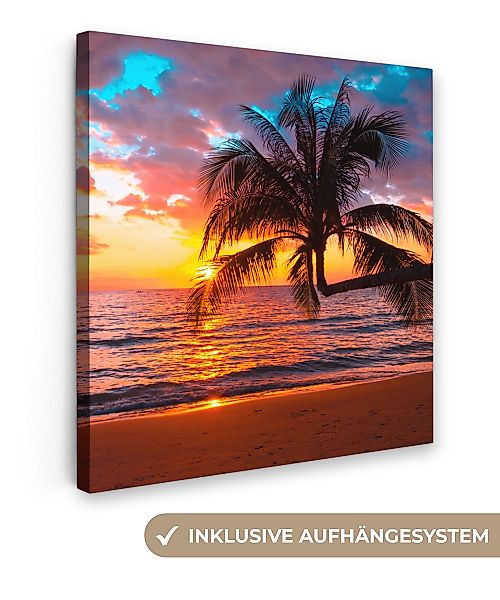 OneMillionCanvasses® Leinwandbild Palme - Sonnenuntergang - günstig online kaufen