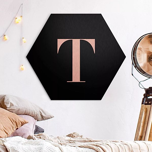 Hexagon-Alu-Dibond Bild Buchstaben Buchstabe Serif Schwarz T günstig online kaufen