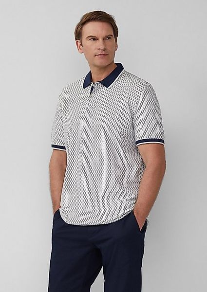 s.Oliver Kurzarmshirt Piqué-Poloshirt mit Print und Kontrast-Details günstig online kaufen